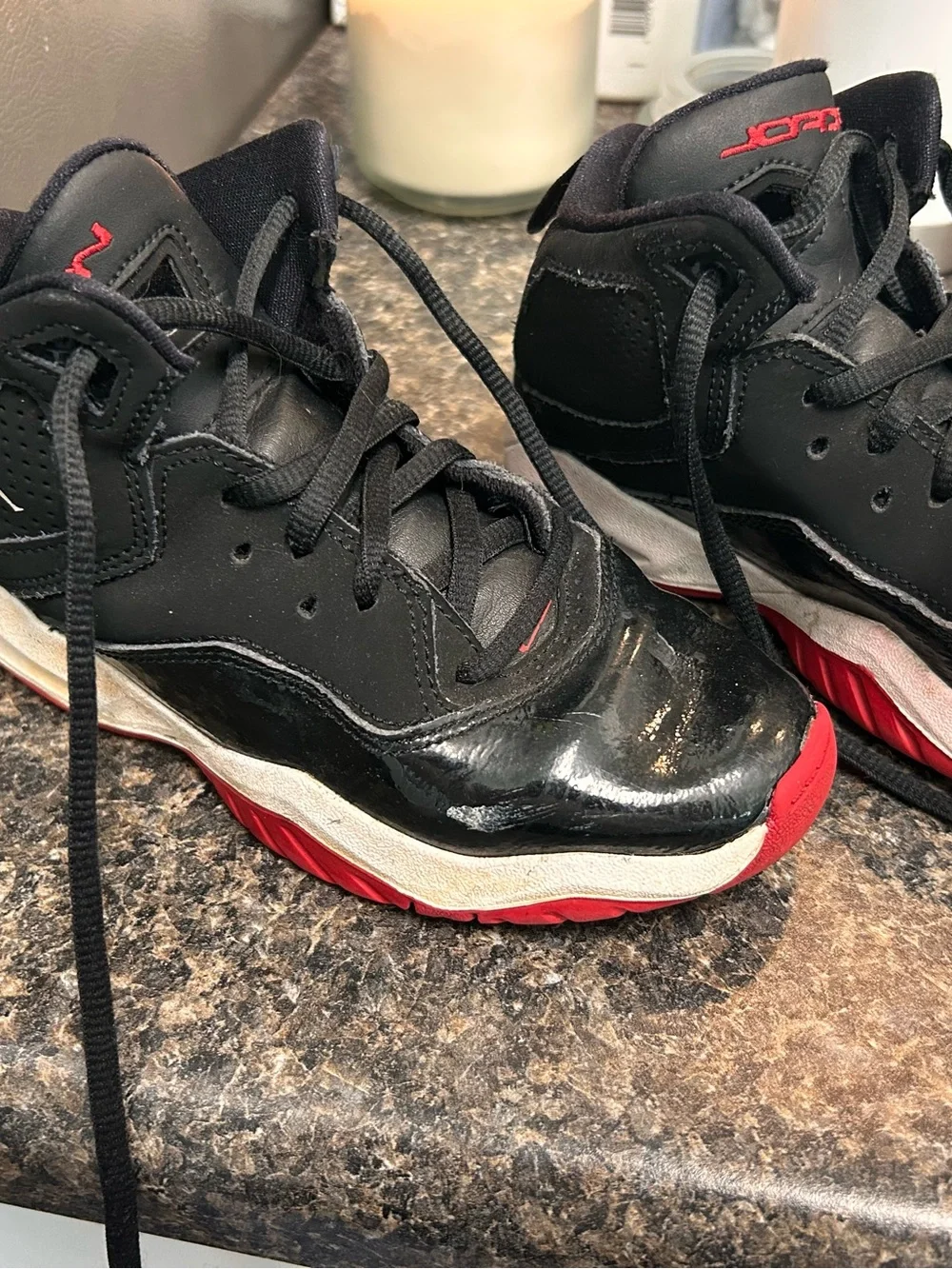 Kids Black and Red Jordans